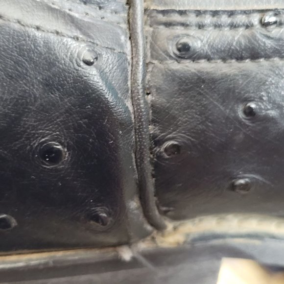 Vintage Acme Cowboy Boots Ostrich Print Mens 8.5 EW Black Original Box 80s - Picture 6 of 13